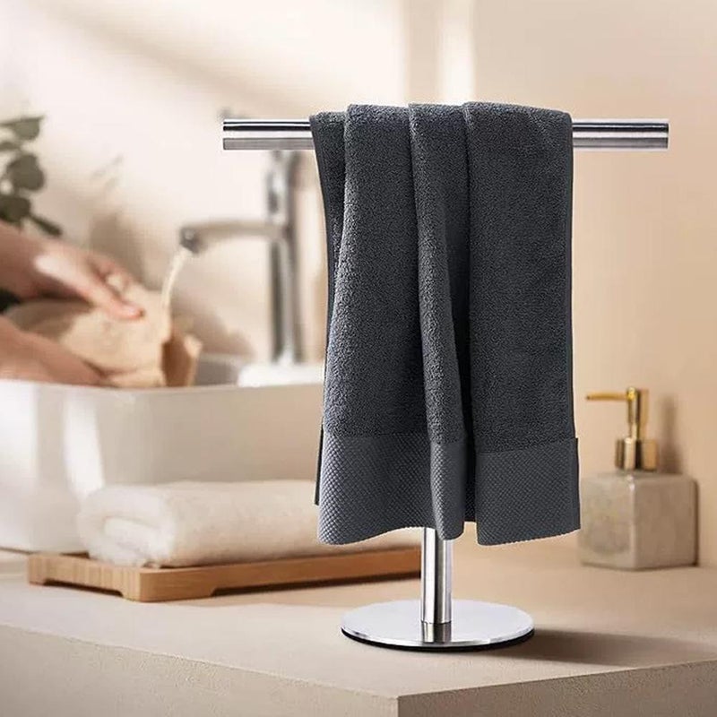 T-Shape Bath Hand Towel Holder Stand,Hand Towel Stand,Stainless Steel Free Standing Hand Towel Rack With Heavy Base,Adjustable Retractable T-Shape Hand Towel Rack For Bathroom Kitchen & Countertop - Image 5